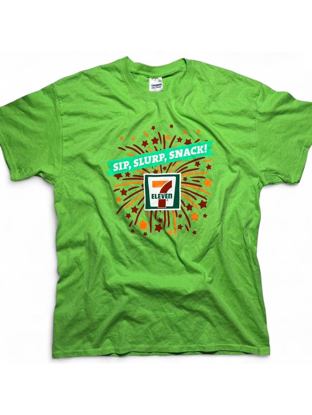Vintage 7-Eleven Slurpee Sip Slurp Promo Tee L